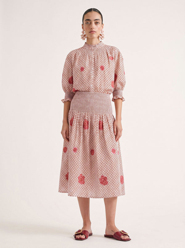 Bergamot Blouse Mustard Peony Embroidery