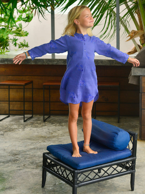 Nimo Kids - Cedar Kaftan Fish on Blue