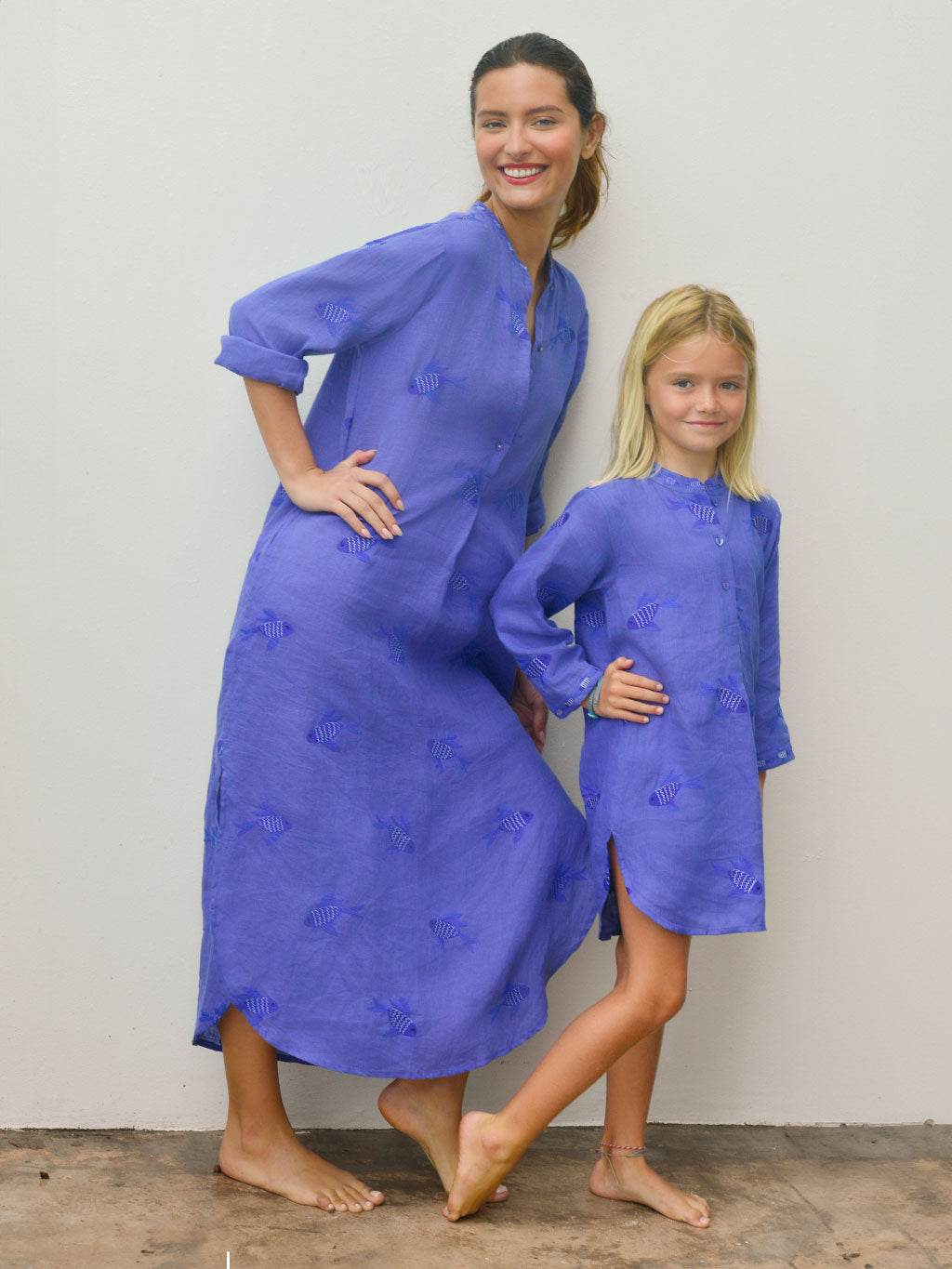 Nimo Kids - Cedar Kaftan Fish on Blue