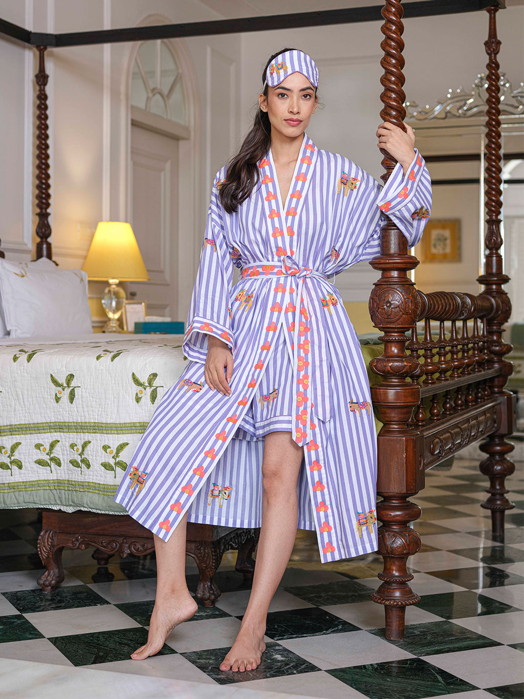 Donkeys on Purple Stripes Kimono
