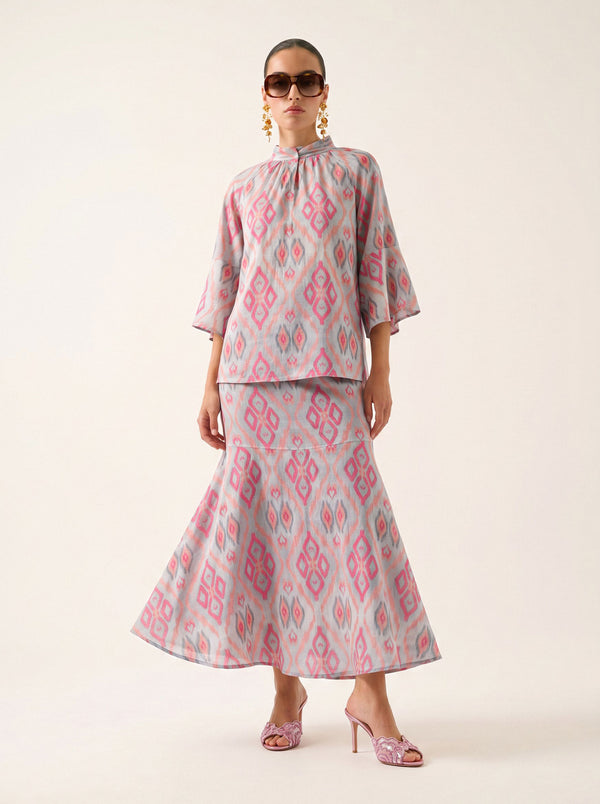 Red Amaranth Skirt Ikat Sorbet