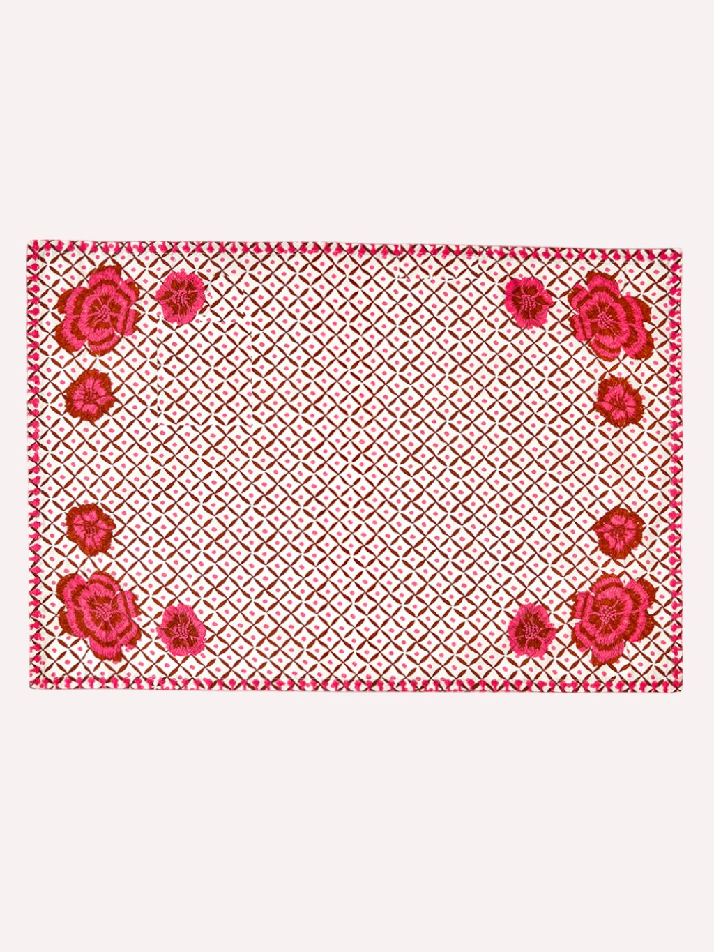 Placemat Dotty Mustard Peony Embroidery