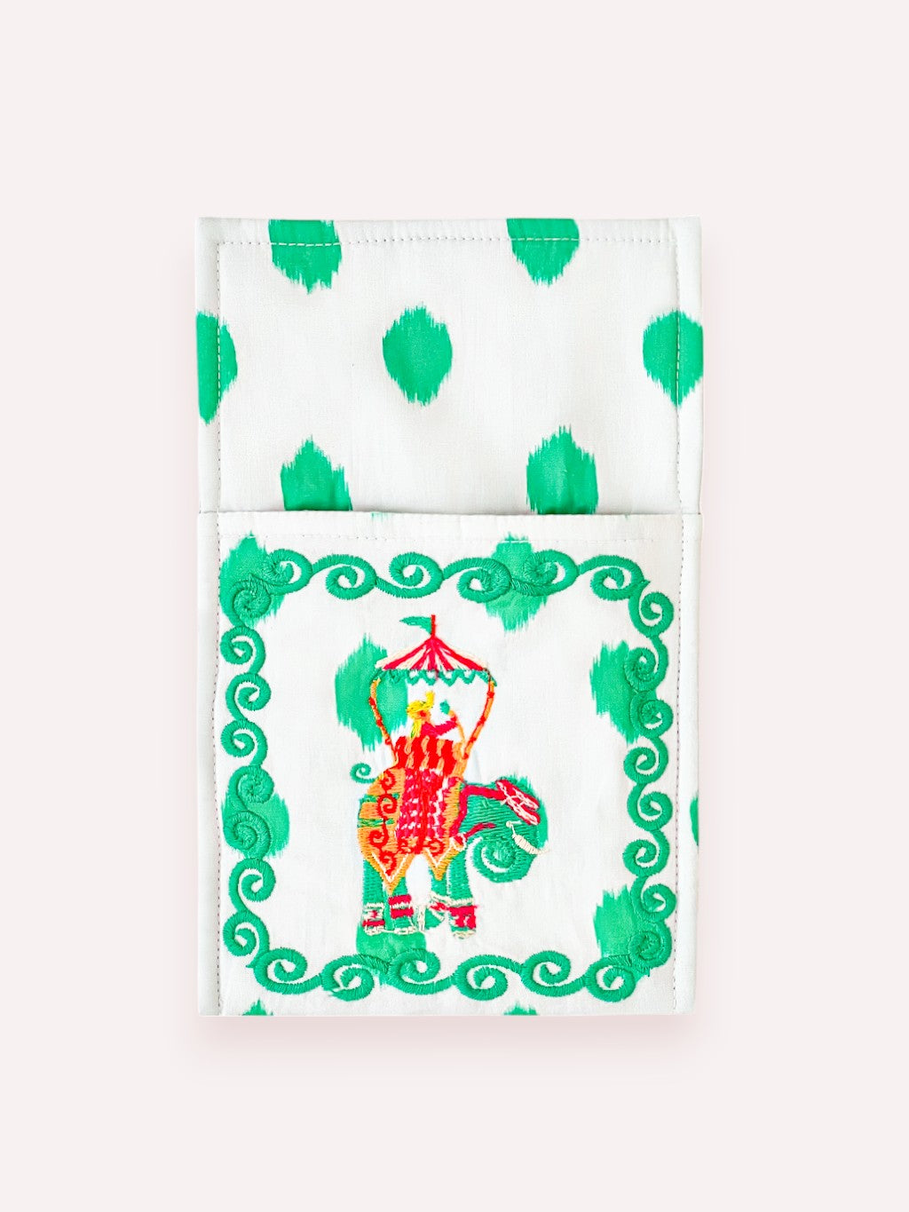 Cutlery Bag Dots Emerald Elephant Embroidery