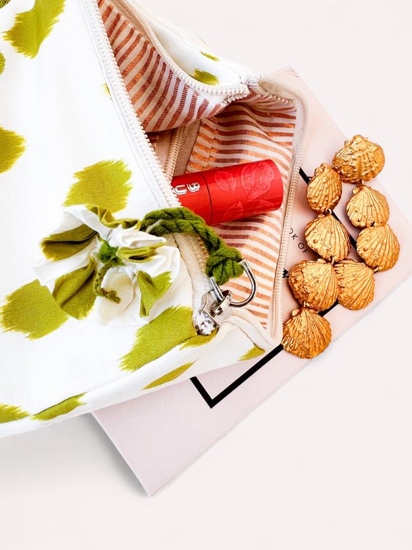 Ortiga Bag Ikat Dots Green Gujarat Birds Embroidery