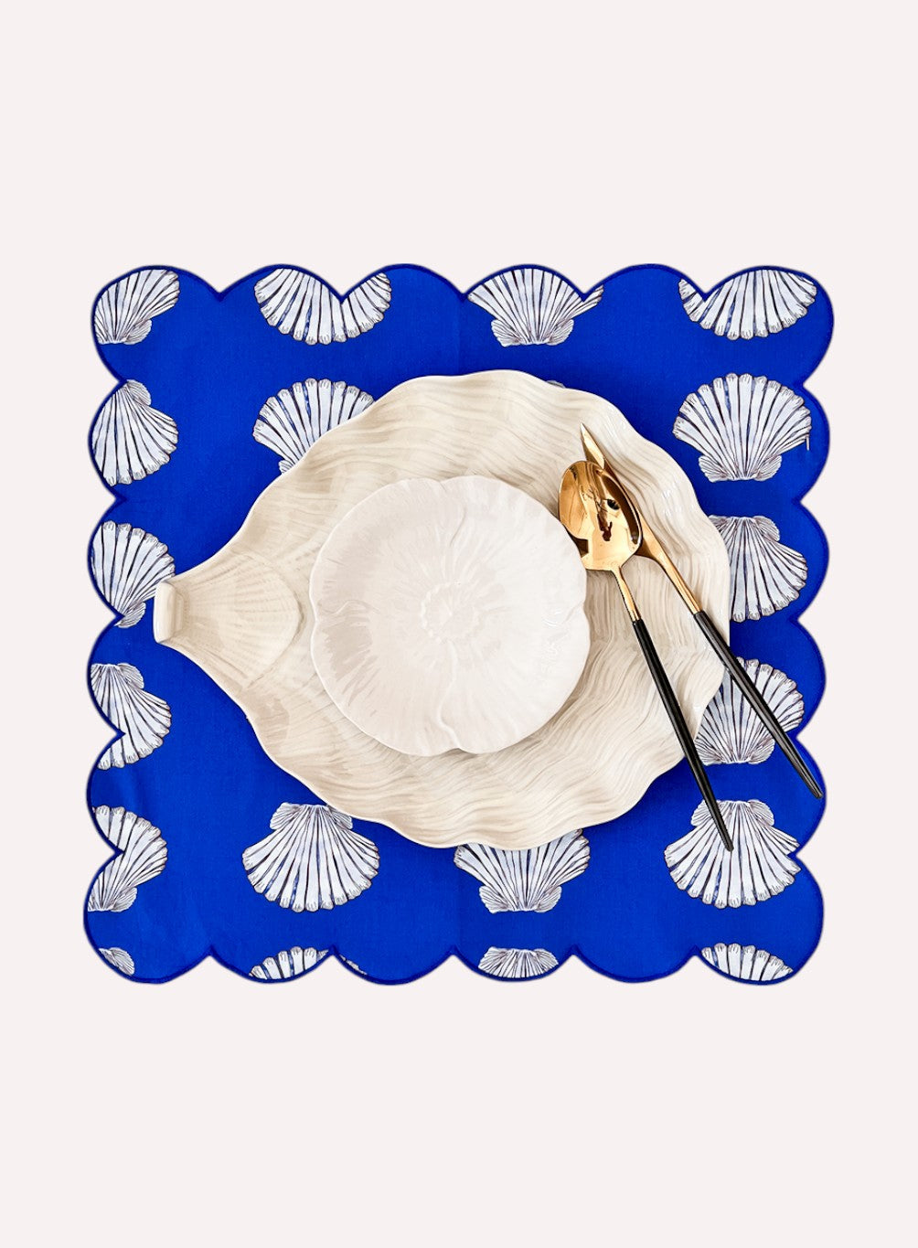 Napkin Shells on Blue