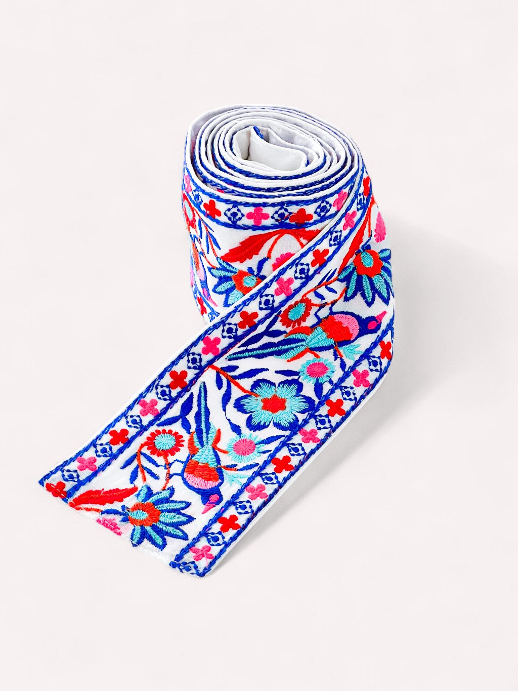 Bohemian, embroidered women's self-tie fabric belt