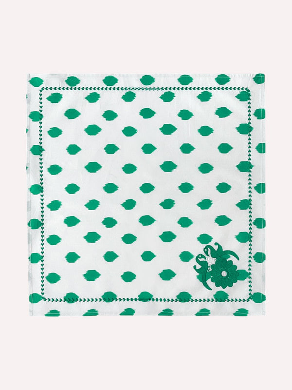 Napkin Dots Emerald Gujarat Birds Embroidery