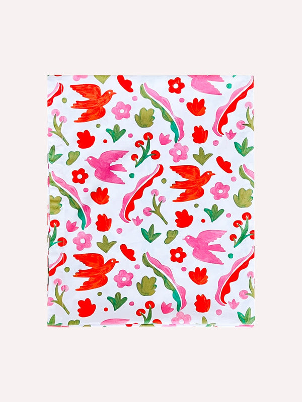 Mexico floral organic cotton tablecloth in vibrant pink and red by Nimo With Love