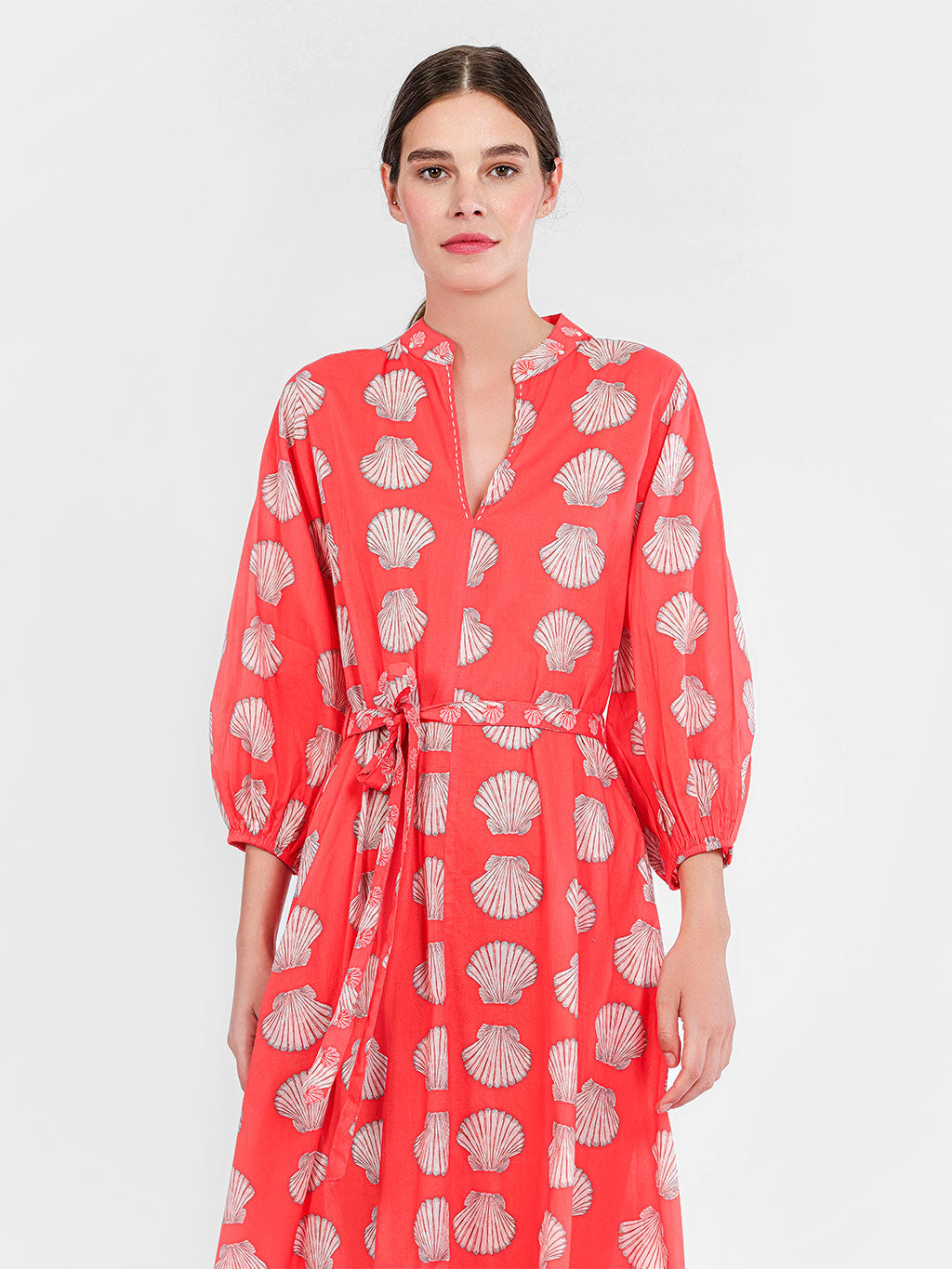 Marigold Dress Shells on Red