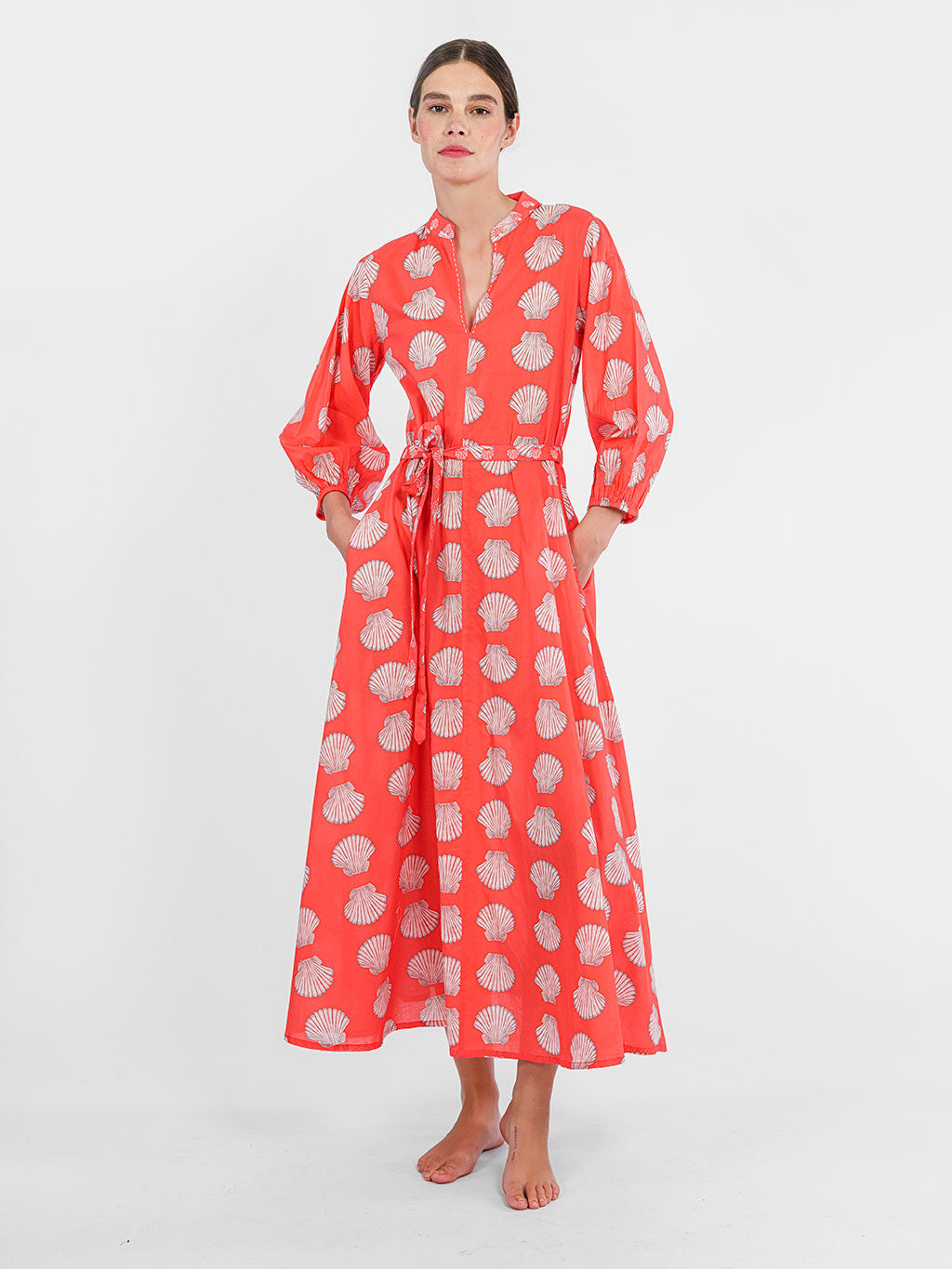 Marigold Dress Shells on Red