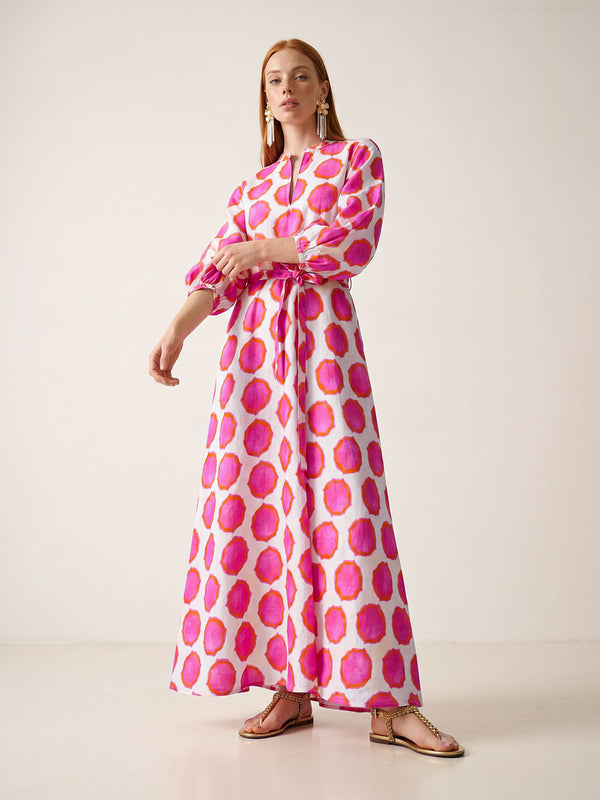 Marigold Dress Ikat Pink Orange