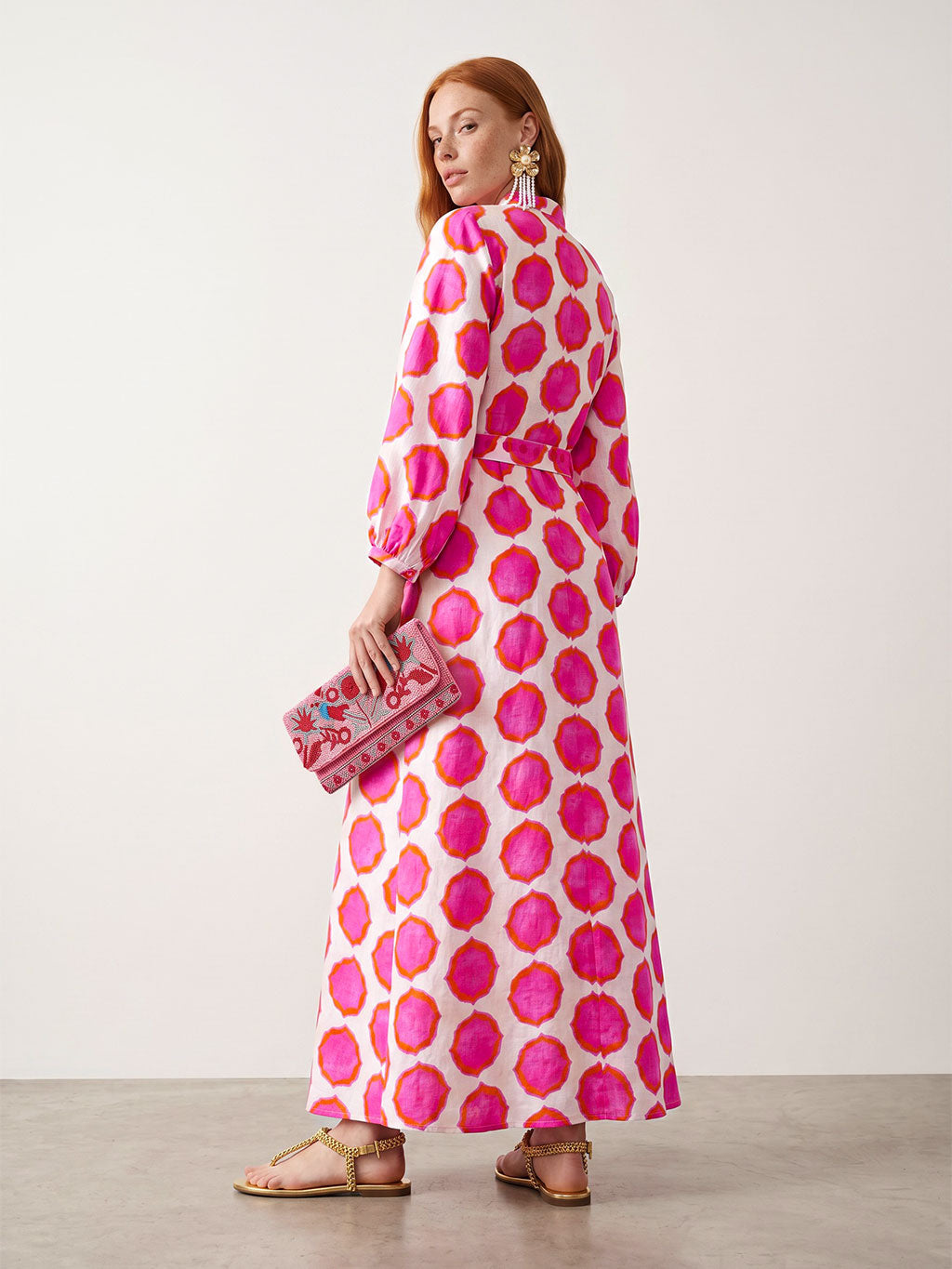 Marigold Dress Ikat Pink Orange