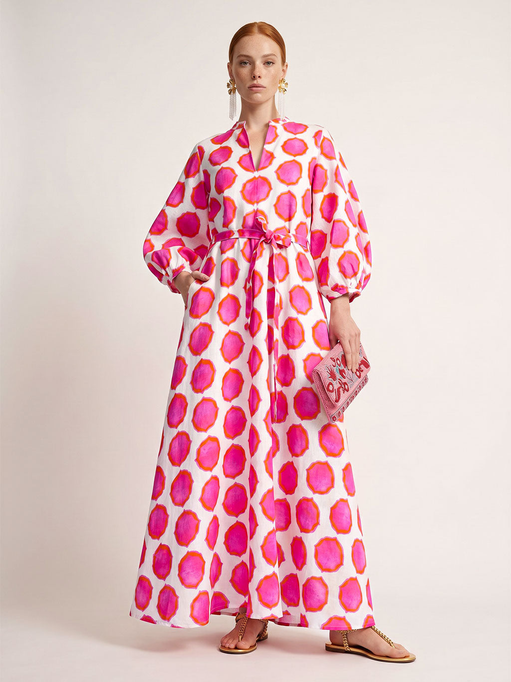 Marigold Dress Ikat Pink Orange