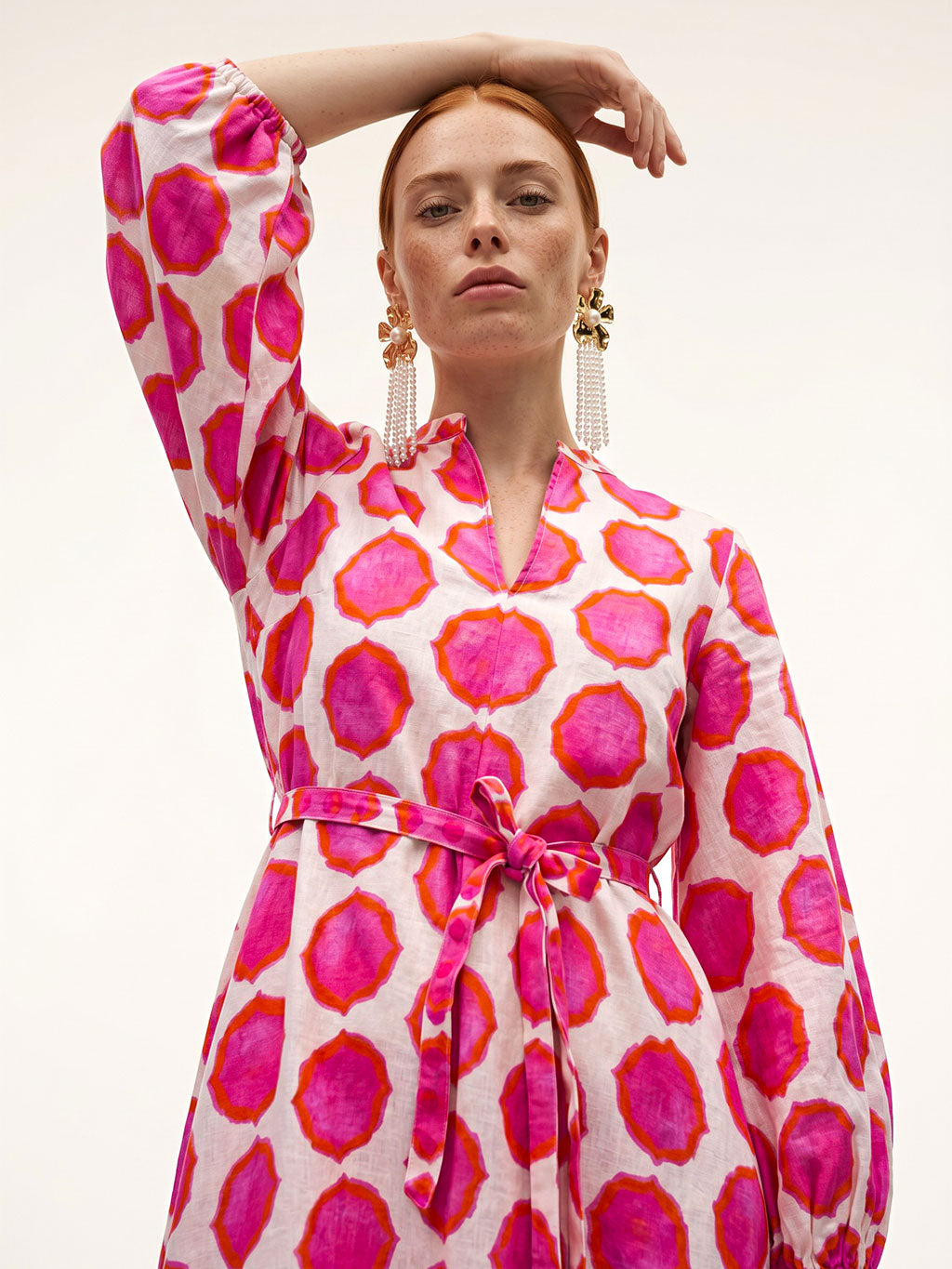 Marigold Dress Ikat Pink Orange