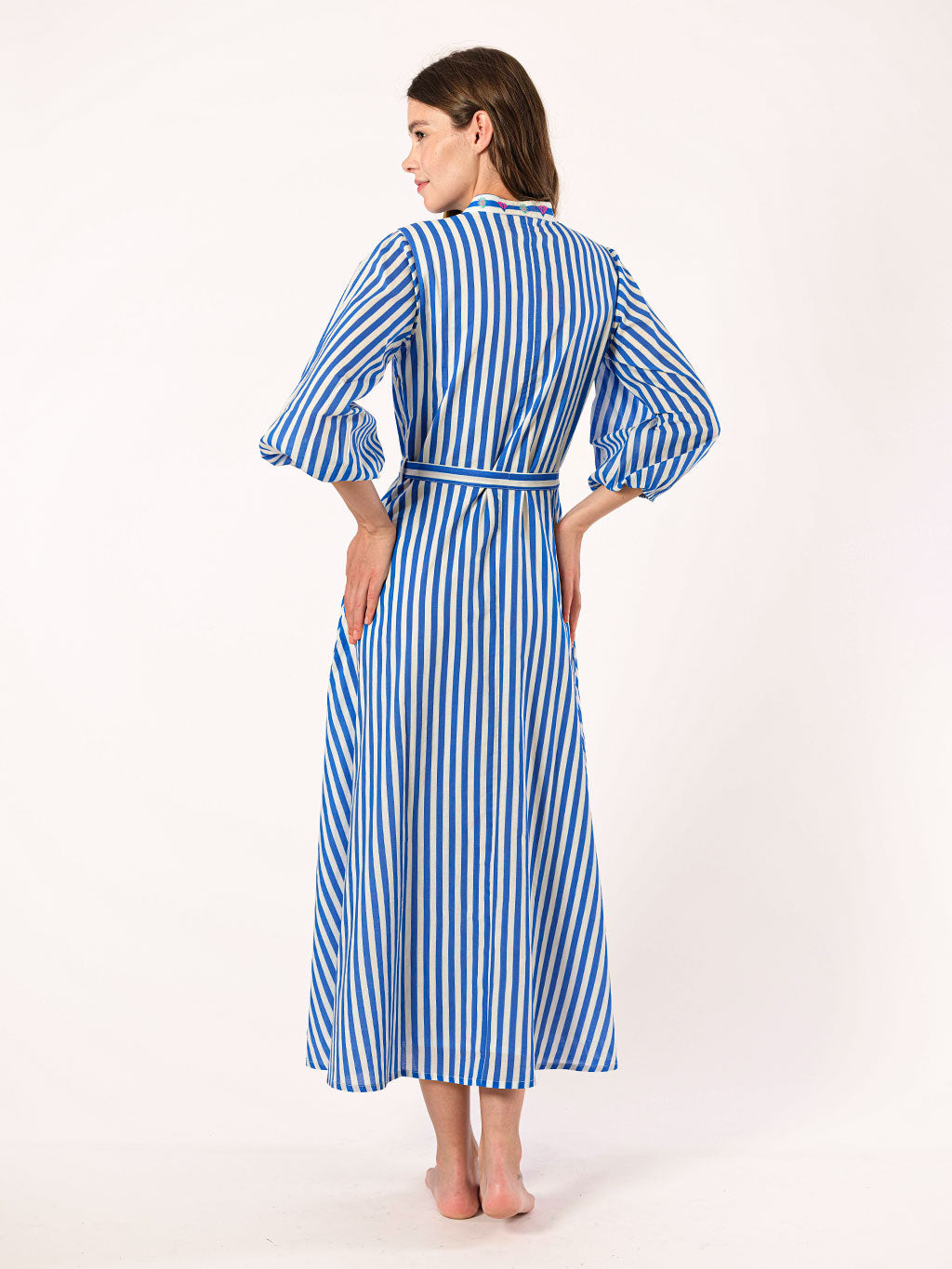 Marigold Dress Blue Stripes