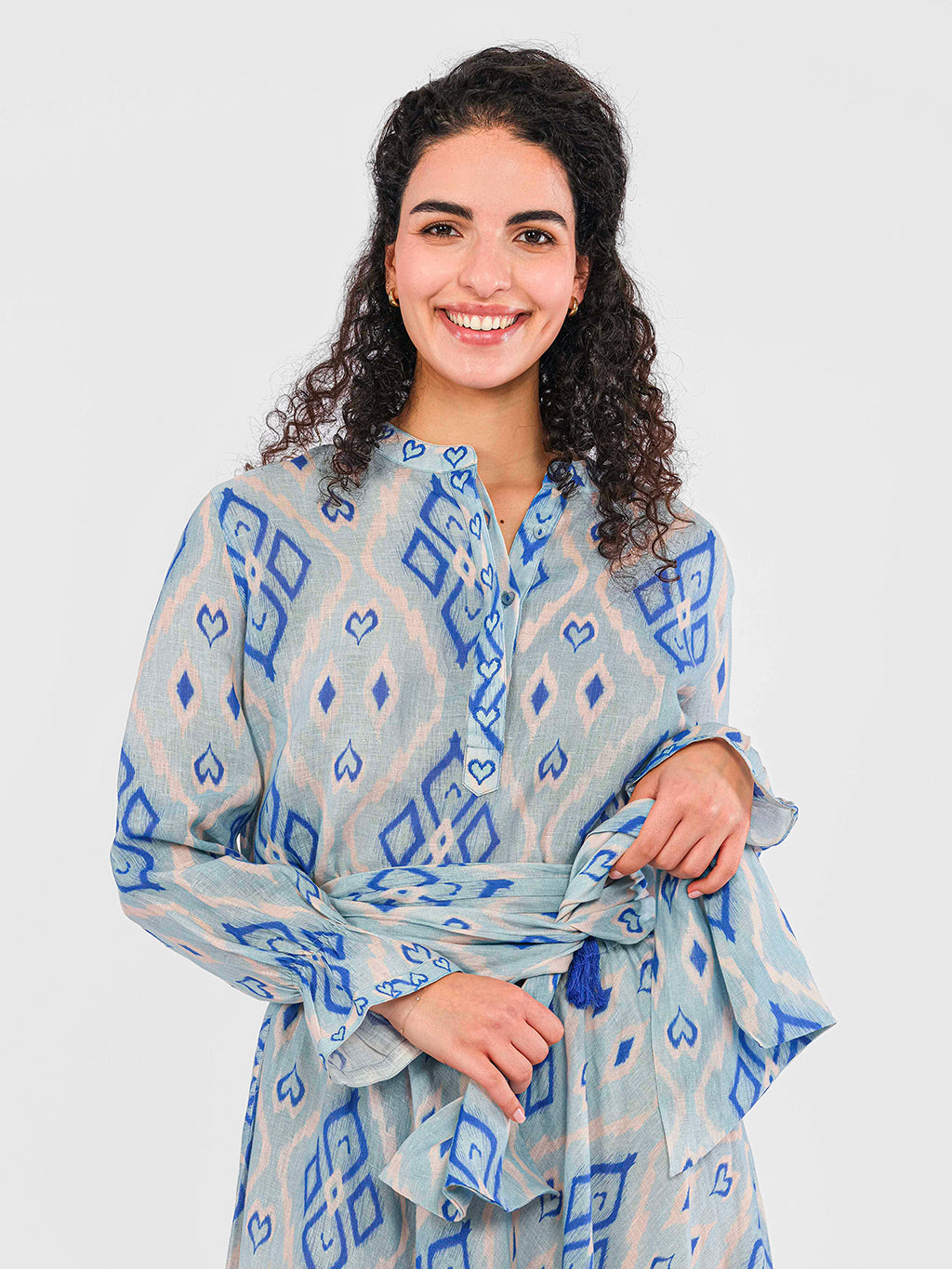 Broom Blouse Ikat Blue