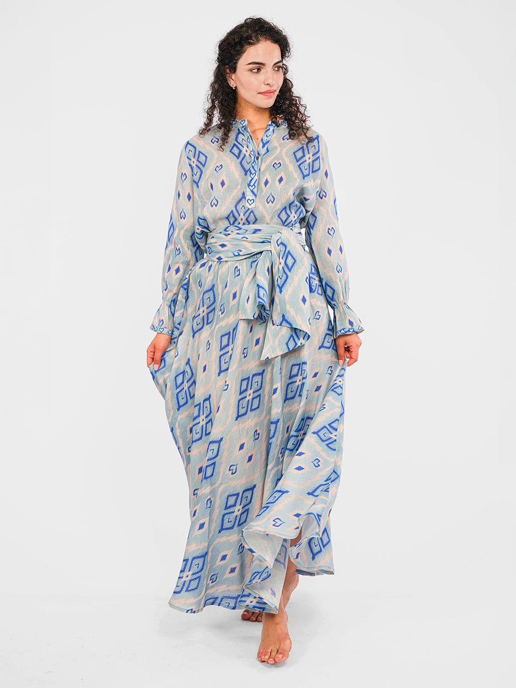 Broom Blouse Ikat Blue