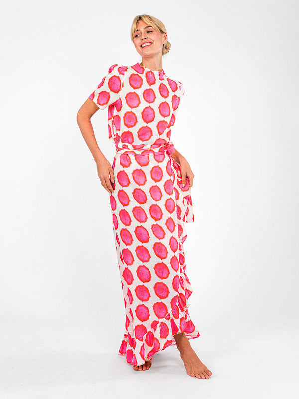 Mullein Skirt Ikat Pink Orange