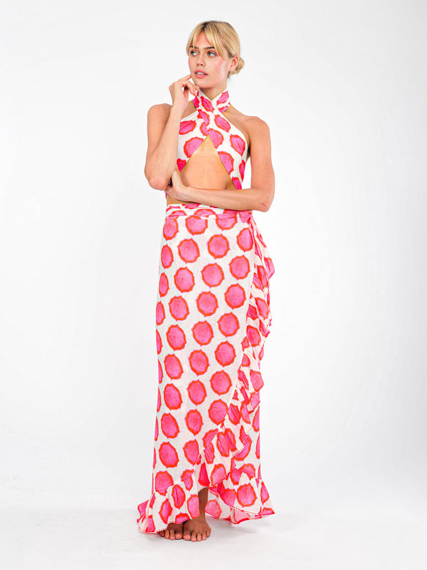 Mullein Skirt Ikat Pink Orange