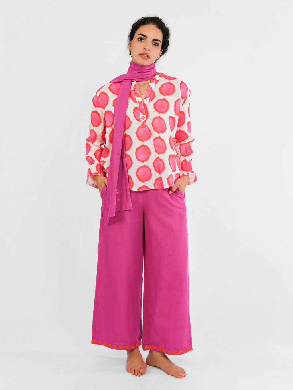 Broom Blouse Ikat Pink Orange