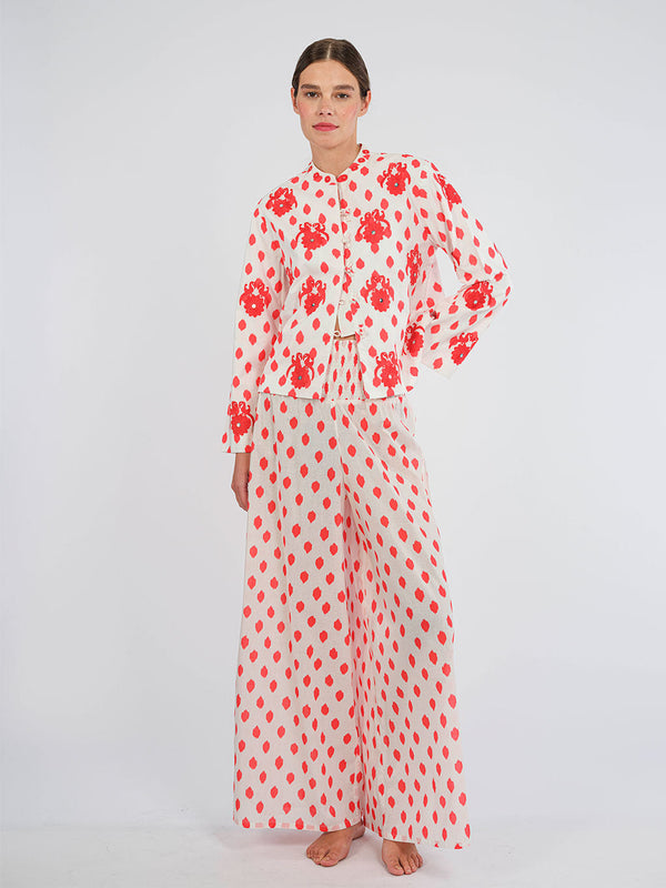 Comfrey Jacket Dots Red Gujarat Birds Embroidery