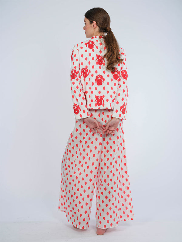 Comfrey Jacket Dots Red Gujarat Birds Embroidery