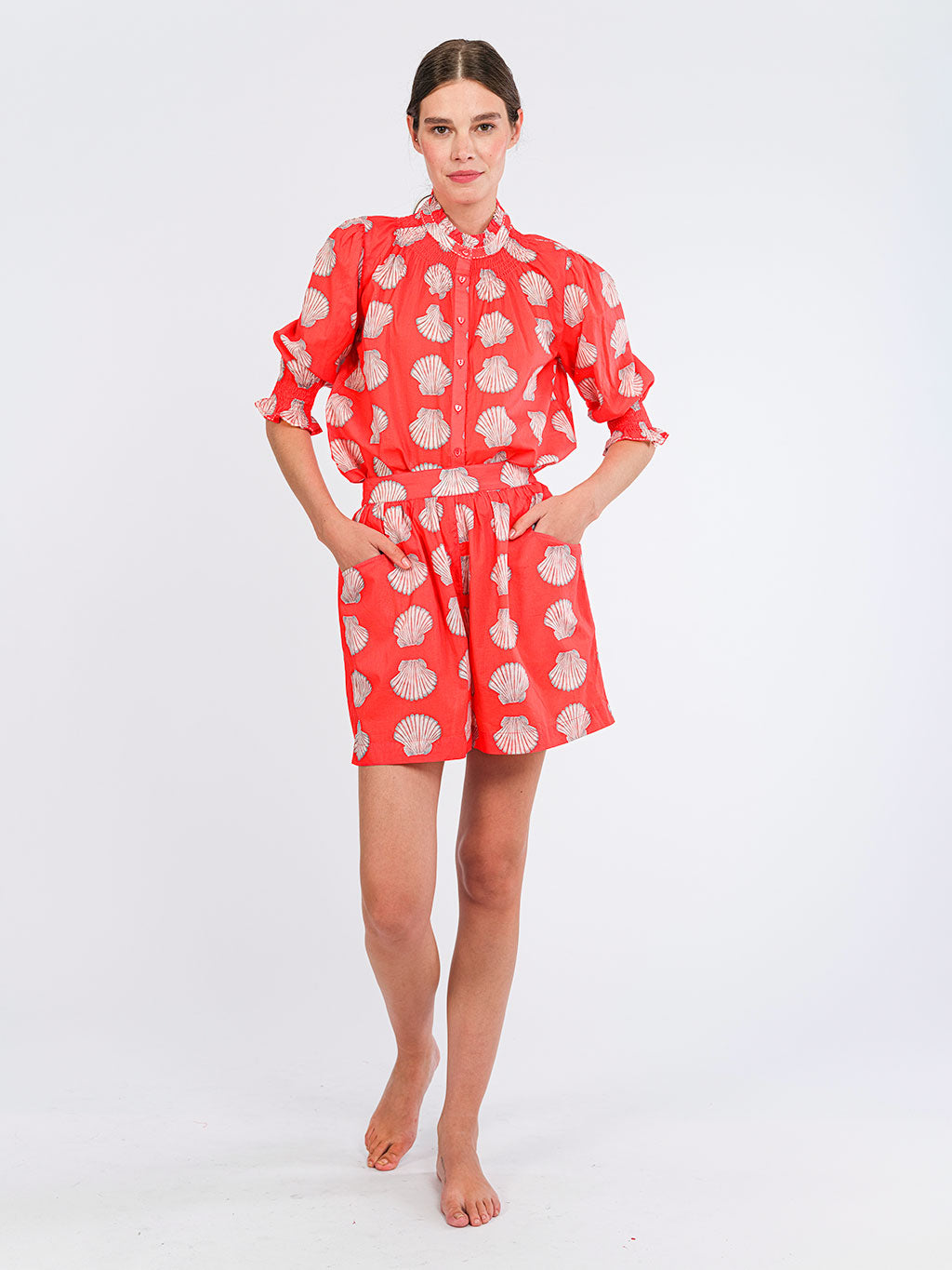 Bergamot Blouse Shells on Red