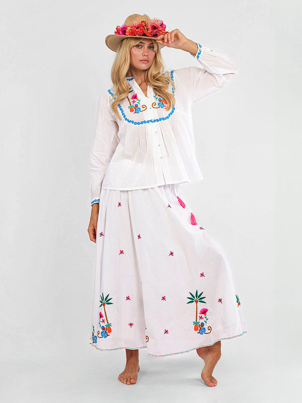 Nimo With Love signature look featuring playful jungle-inspired embroidery