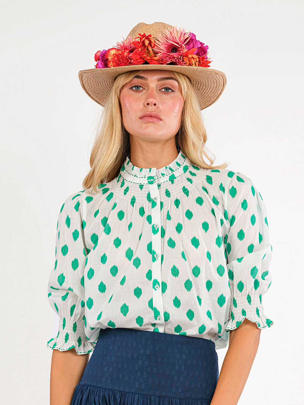 Bergamot Blouse Dots Emerald