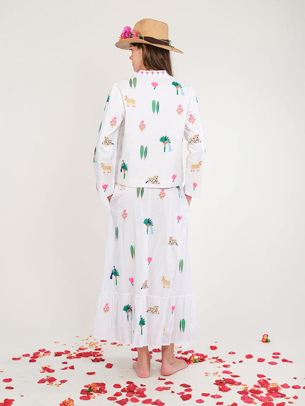 Goldenseal Skirt Little Jungle Embroidery on White