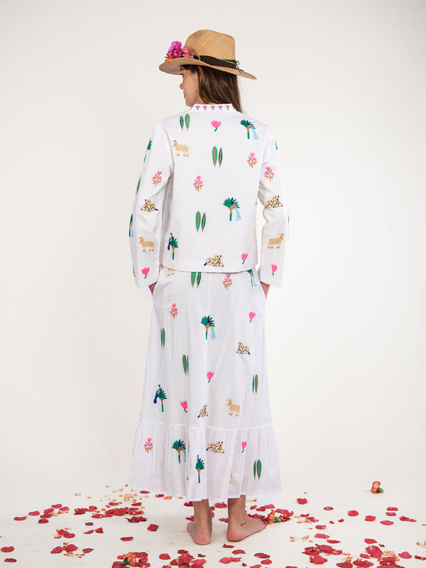Comfrey Jacket Little Jungle Embroidery on White