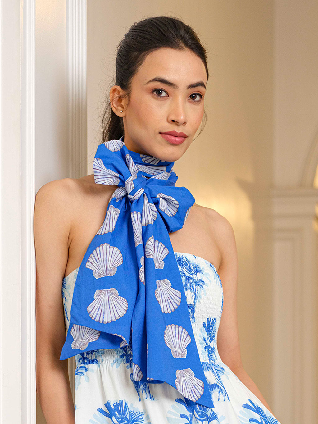 Scarf Belt Shells on Blue