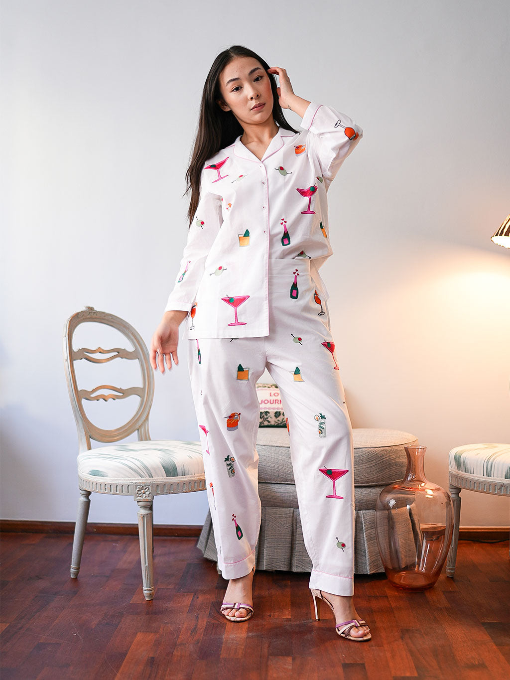 Happy Hour on White Pyjama Long