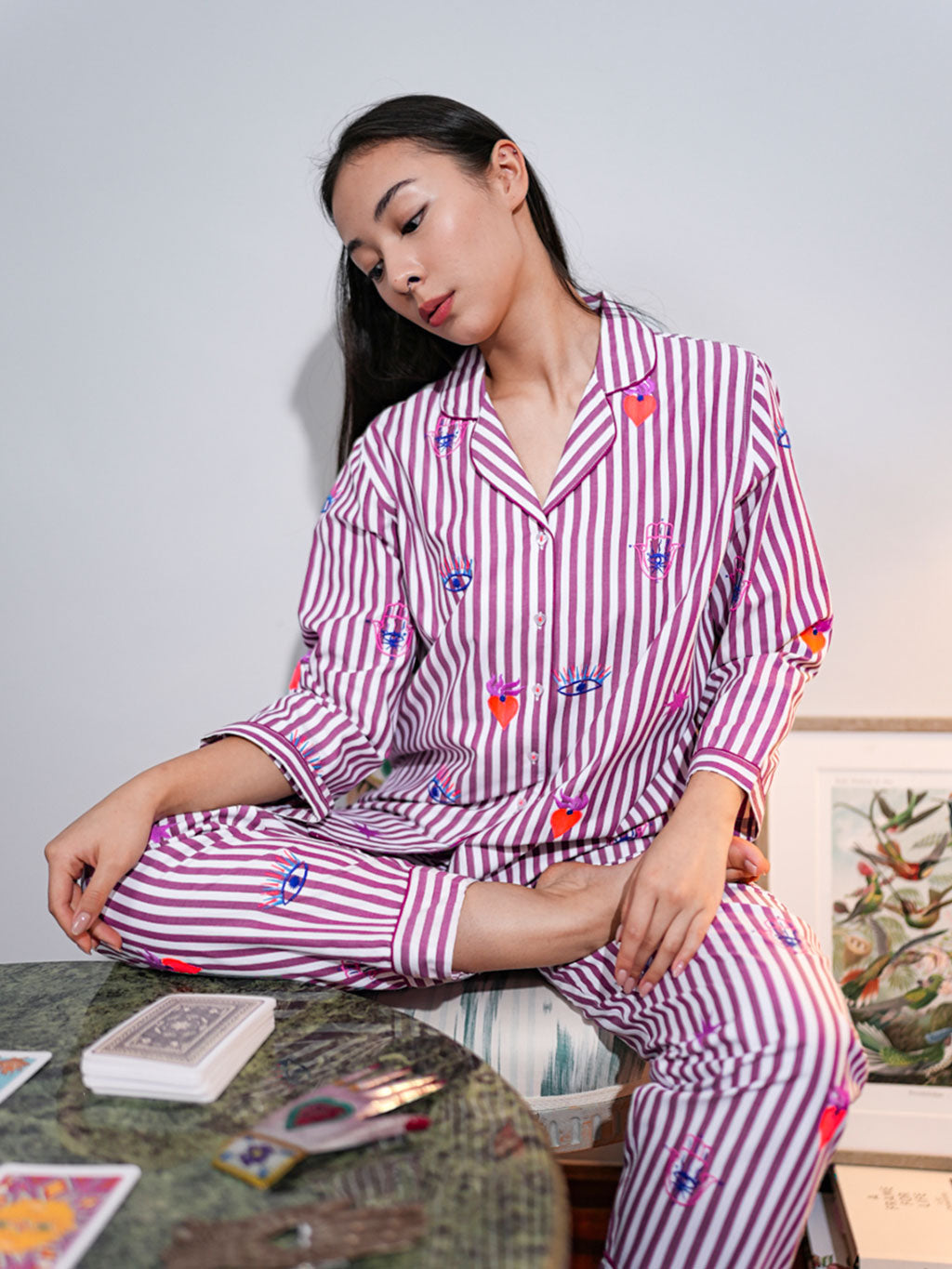 Magic on Burgundy Stripes Pyjama Long