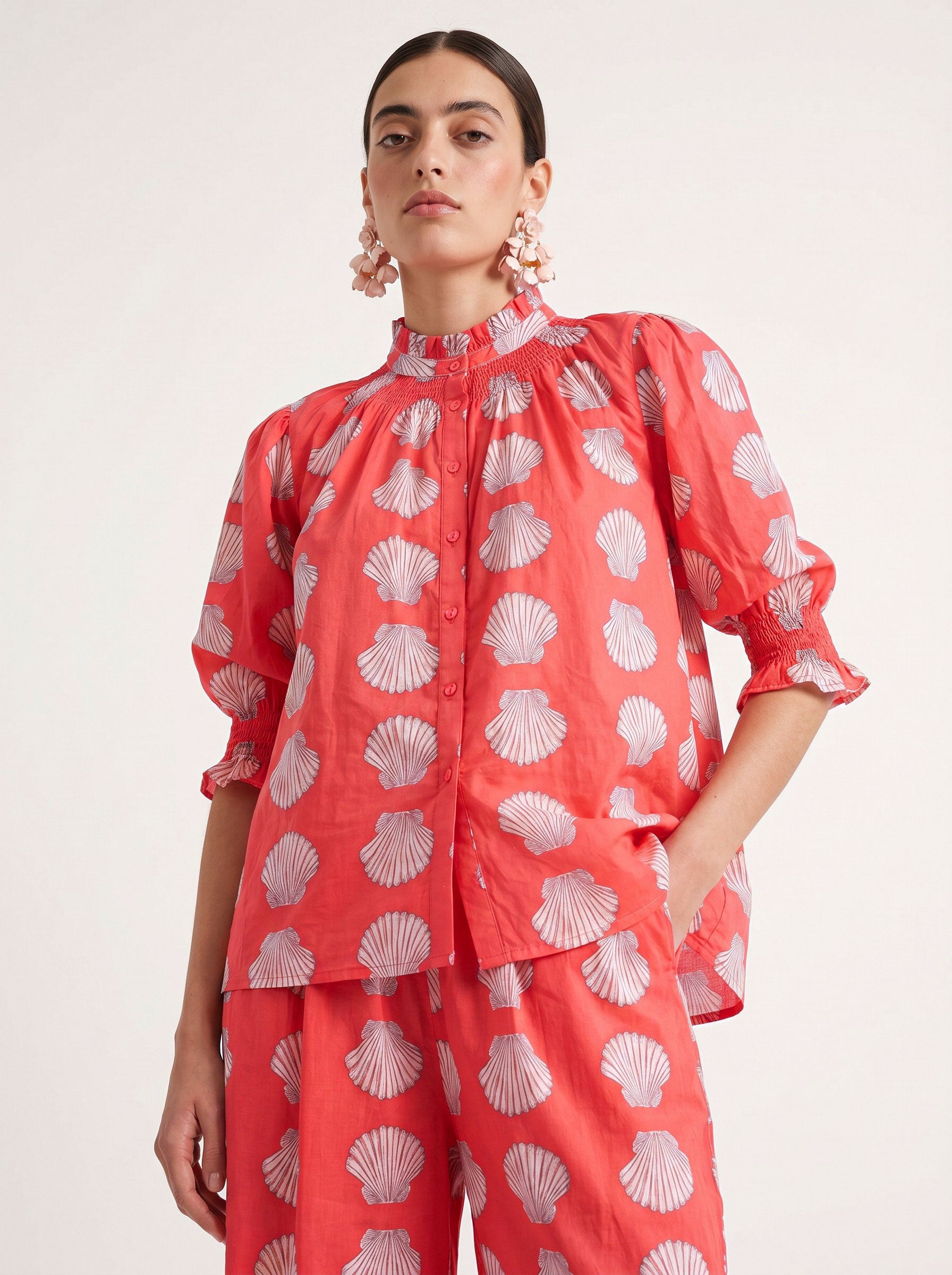 Bergamot Blouse Shells on Red