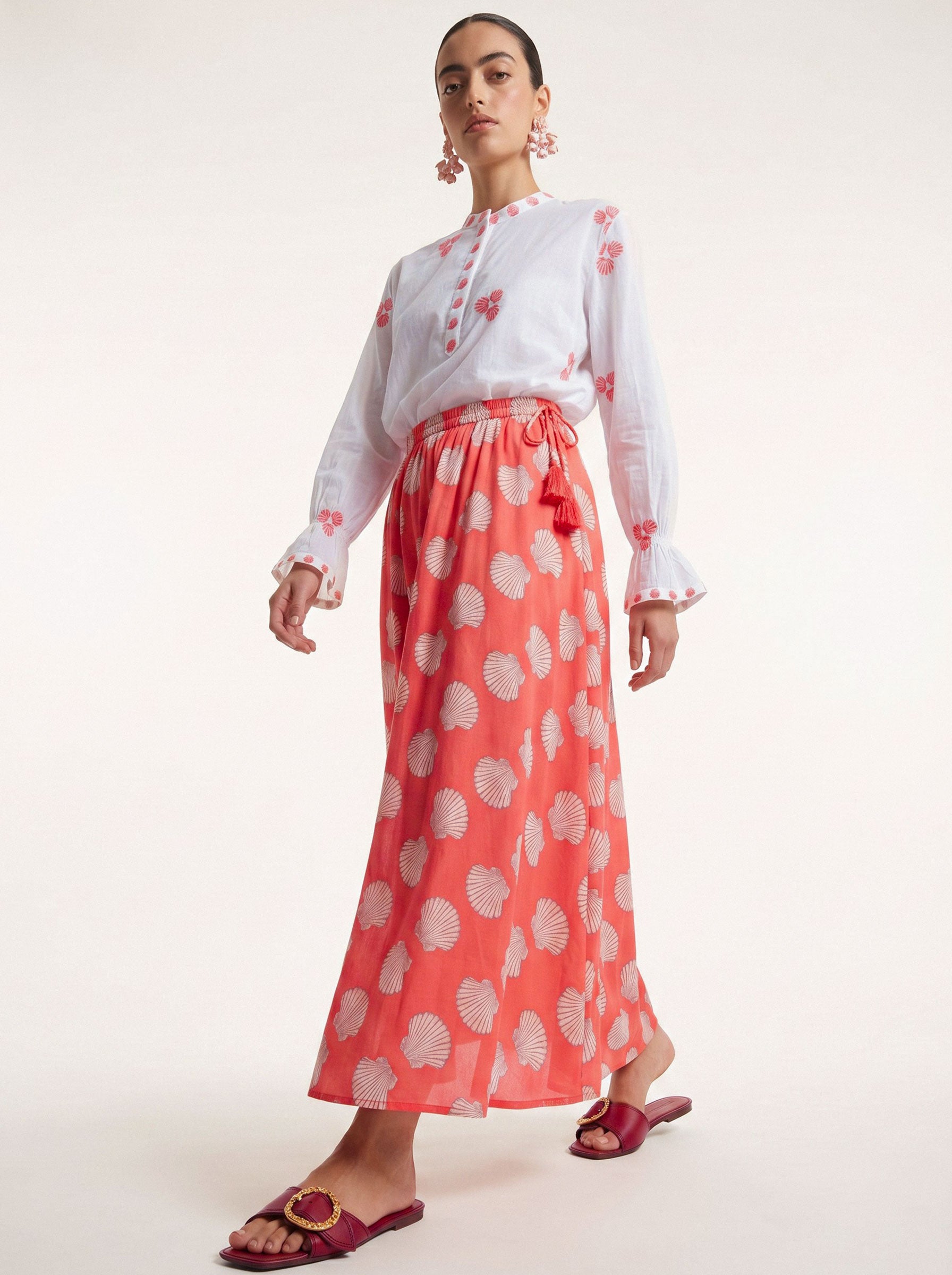 Vanilla Skirt Shells on Red