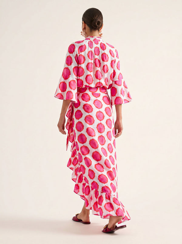 Mullein Skirt Ikat Pink Orange
