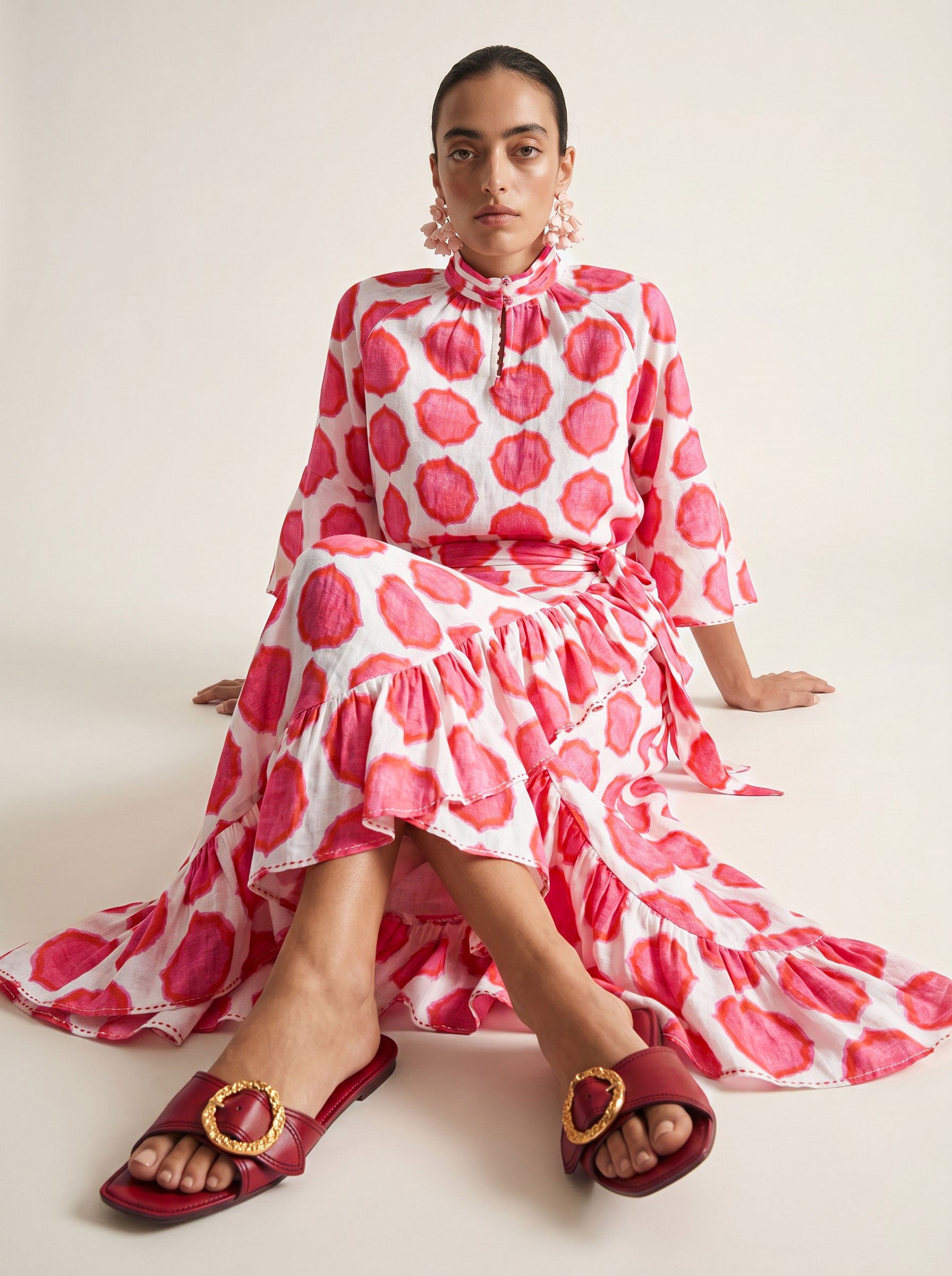 Mullein Skirt Ikat Pink Orange