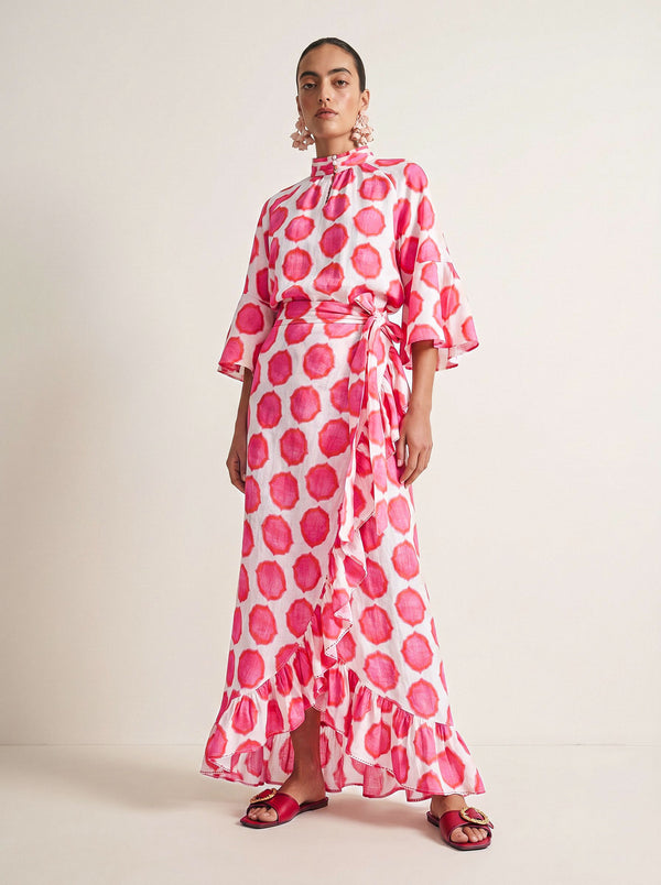 Mullein Skirt Ikat Pink Orange