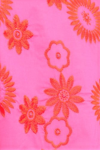 Tablecloth Orange Flower Embroidery on Pink