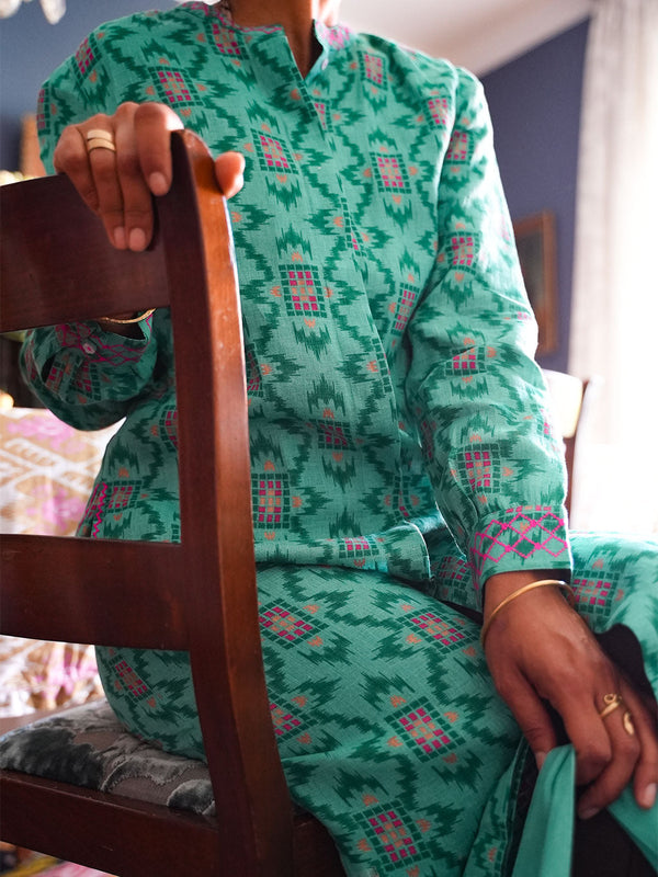 Turquoise Kaftan Ikat Green