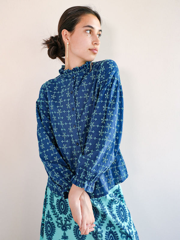 Poppy Sead Blouse Lace Navy