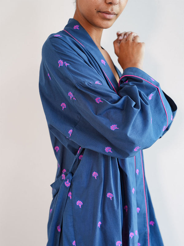 Kimono Ginkgo Embroidery on Navy