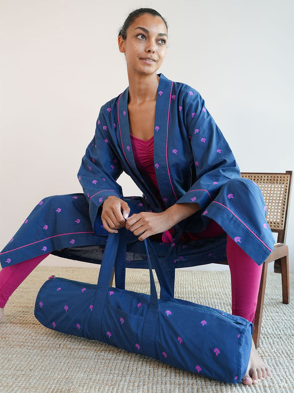 Kimono Ginkgo Embroidery on Navy