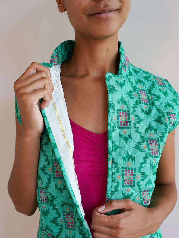 Chives Vest Ikat Green