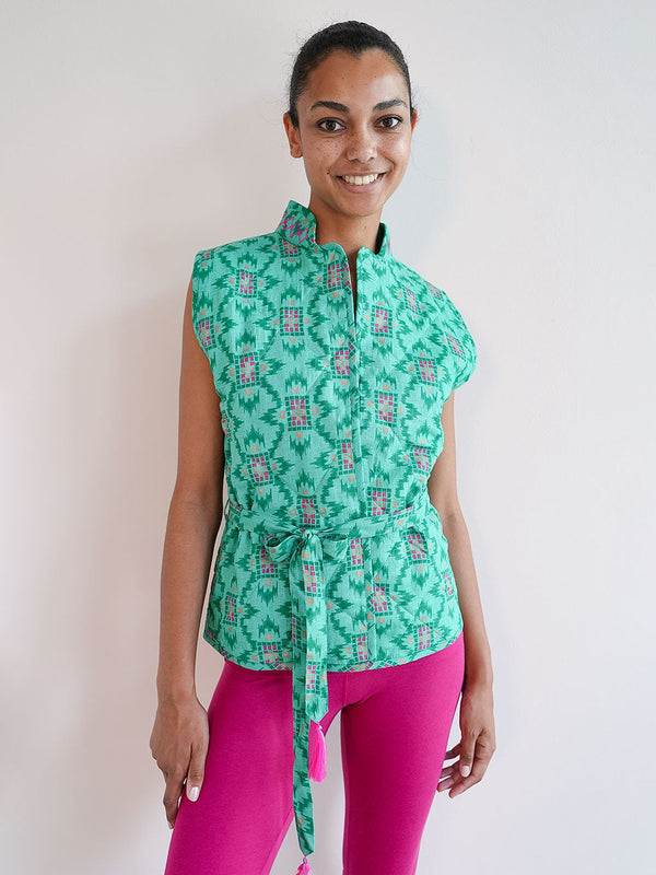 Chives Vest Ikat Green