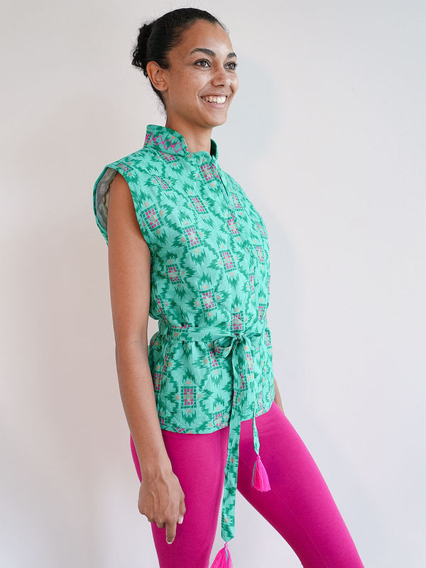Chives Vest Ikat Green