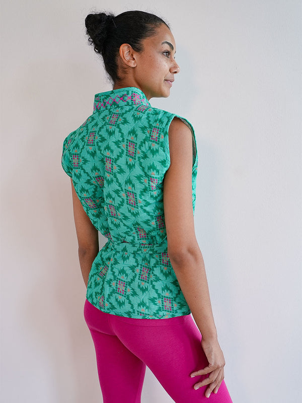 Chives Vest Ikat Green