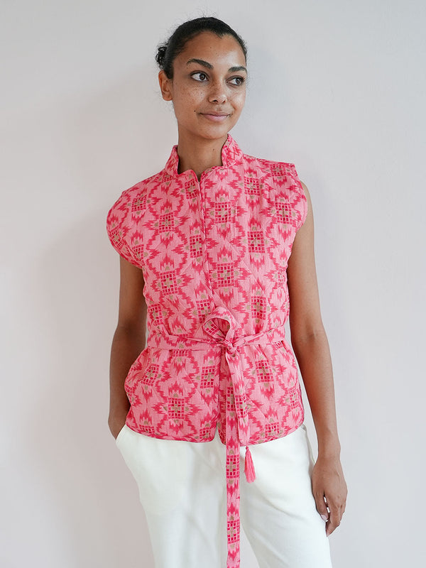 Chives Vest Ikat Coral