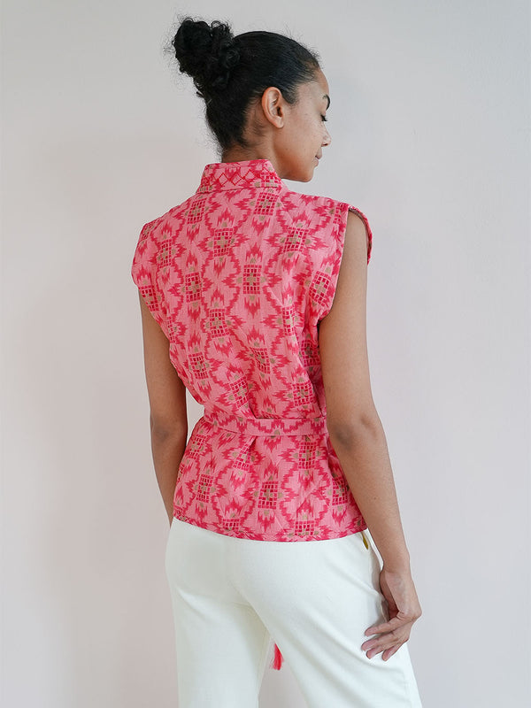 Chives Vest Ikat Coral